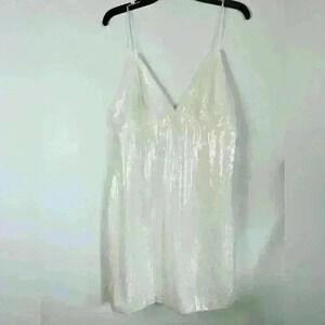 NEW! AMSALE Sequin Mini Dress with Tulle Overlay